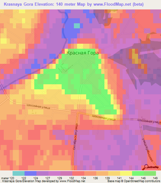 Krasnaya Gora,Russia Elevation Map