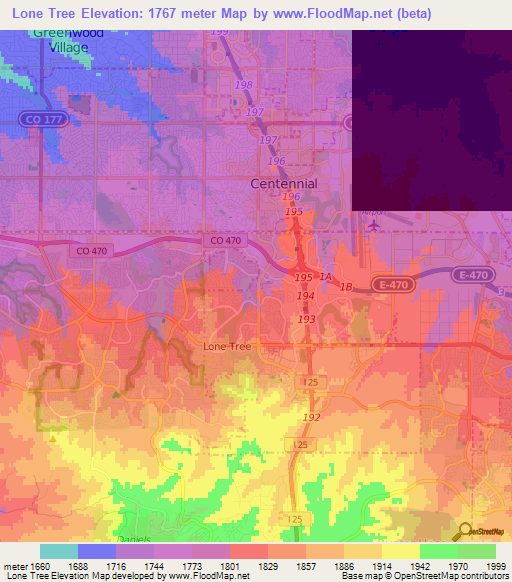 Lone Tree,US Elevation Map