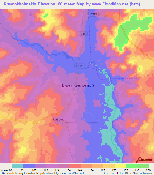 Krasnokholmskiy,Russia Elevation Map