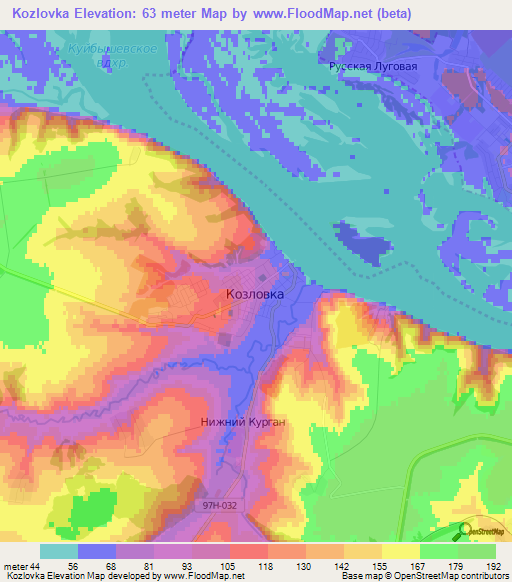 Kozlovka,Russia Elevation Map