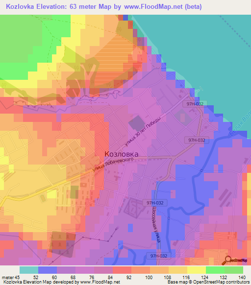 Kozlovka,Russia Elevation Map