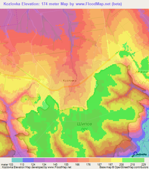 Kozlovka,Russia Elevation Map