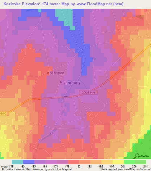 Kozlovka,Russia Elevation Map