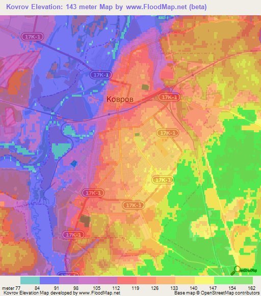 Kovrov,Russia Elevation Map