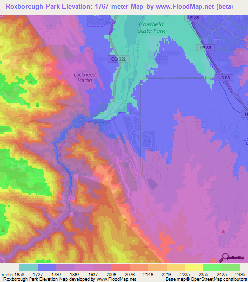 Roxborough Park,US Elevation Map