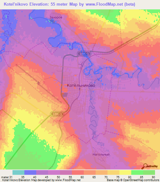 Kotel'nikovo,Russia Elevation Map