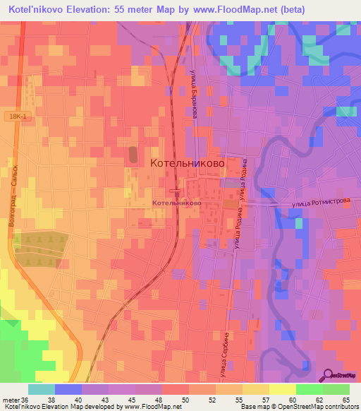 Kotel'nikovo,Russia Elevation Map
