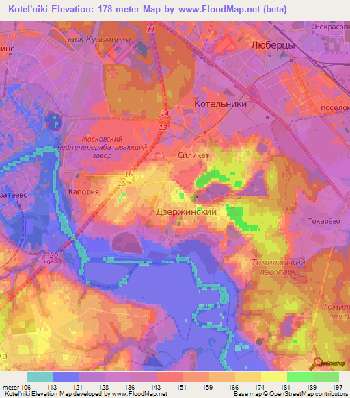 Kotel'niki,Russia Elevation Map