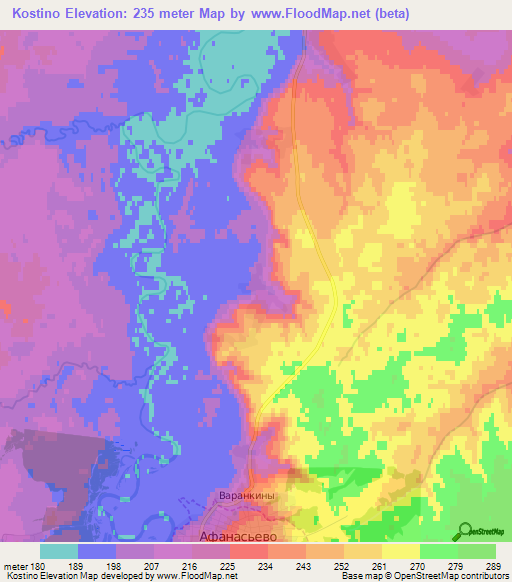 Kostino,Russia Elevation Map