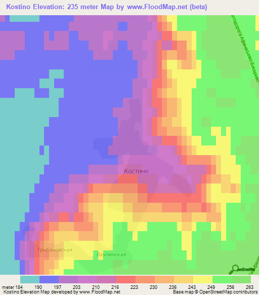 Kostino,Russia Elevation Map