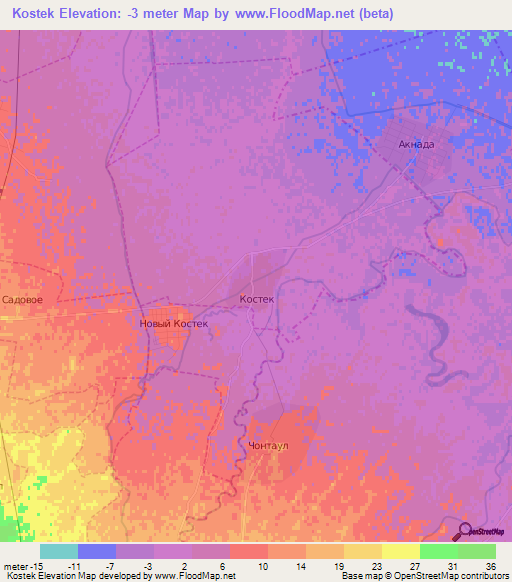 Kostek,Russia Elevation Map