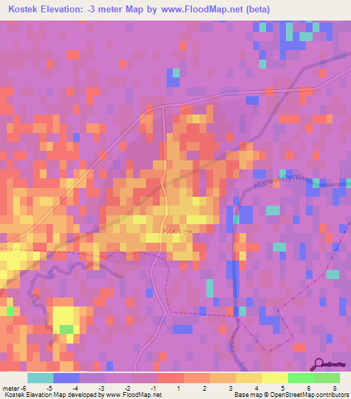 Kostek,Russia Elevation Map