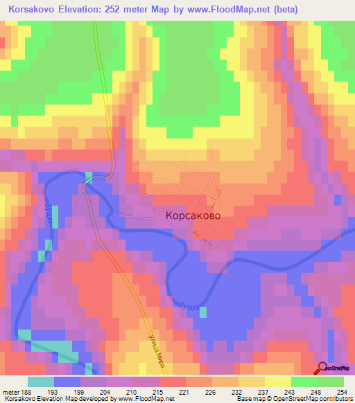 Korsakovo,Russia Elevation Map