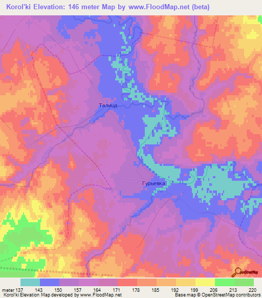 Korol'ki,Russia Elevation Map