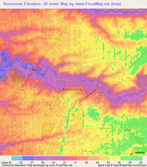 Korenovsk,Russia Elevation Map