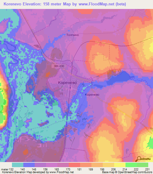 Korenevo,Russia Elevation Map