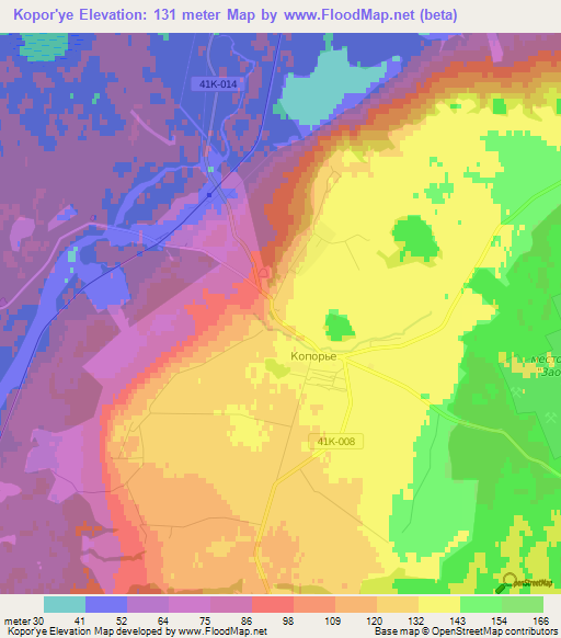 Kopor'ye,Russia Elevation Map