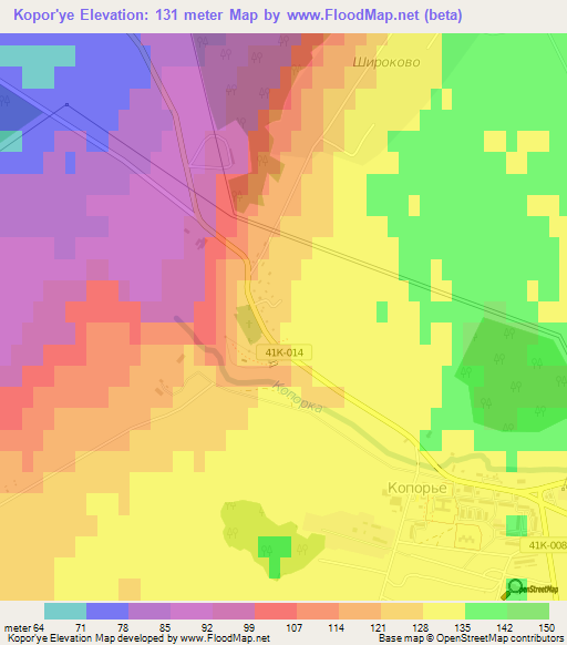 Kopor'ye,Russia Elevation Map