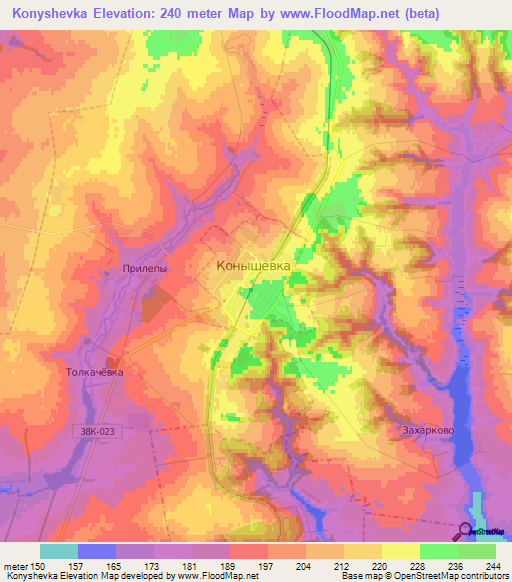 Konyshevka,Russia Elevation Map