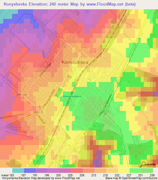 Konyshevka,Russia Elevation Map