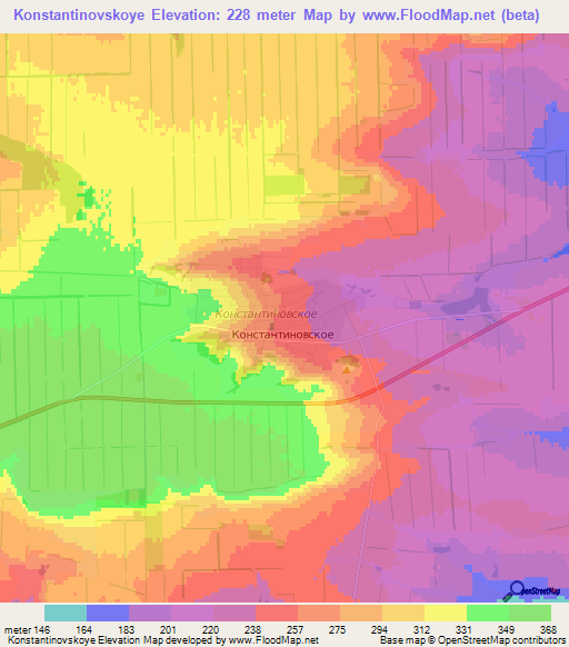 Konstantinovskoye,Russia Elevation Map