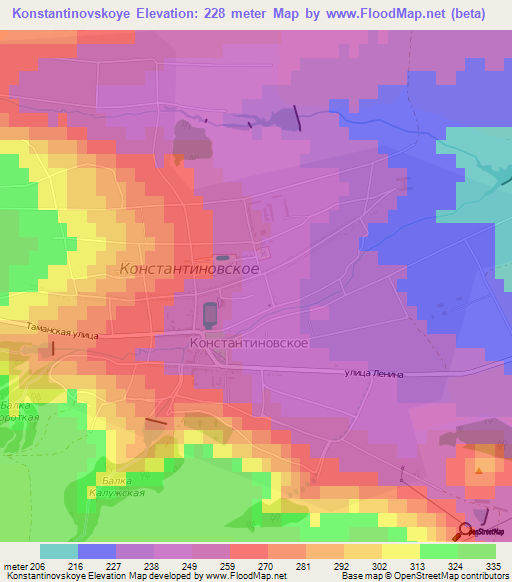 Konstantinovskoye,Russia Elevation Map