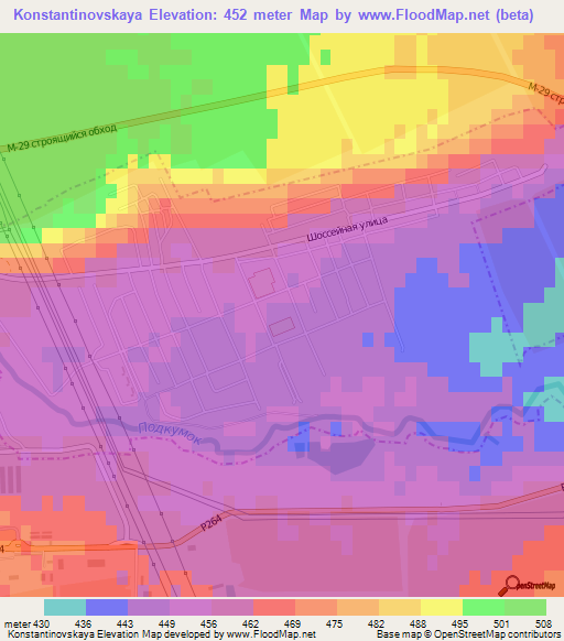 Konstantinovskaya,Russia Elevation Map