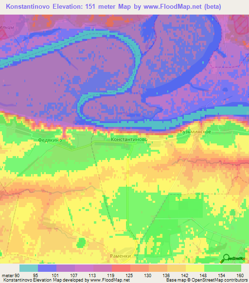 Konstantinovo,Russia Elevation Map