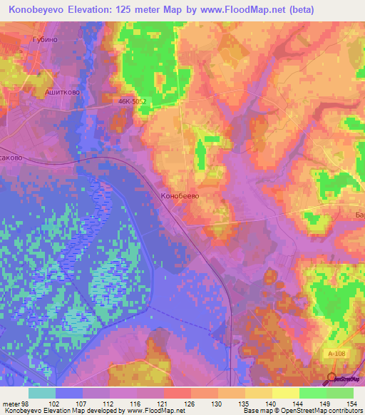 Konobeyevo,Russia Elevation Map