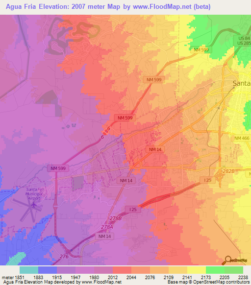 Agua Fria,US Elevation Map