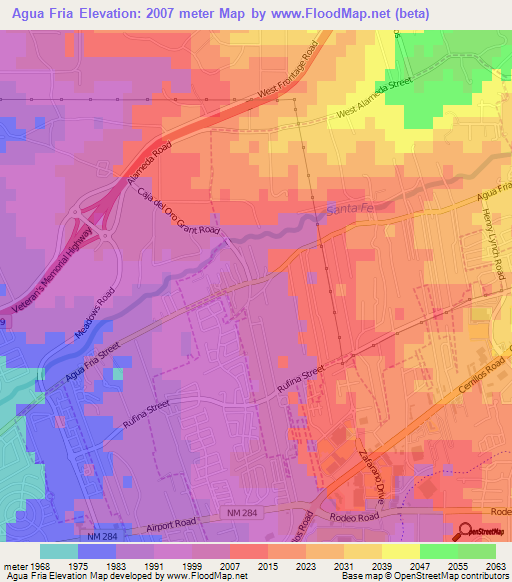 Agua Fria,US Elevation Map