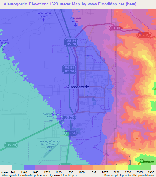 Alamogordo,US Elevation Map