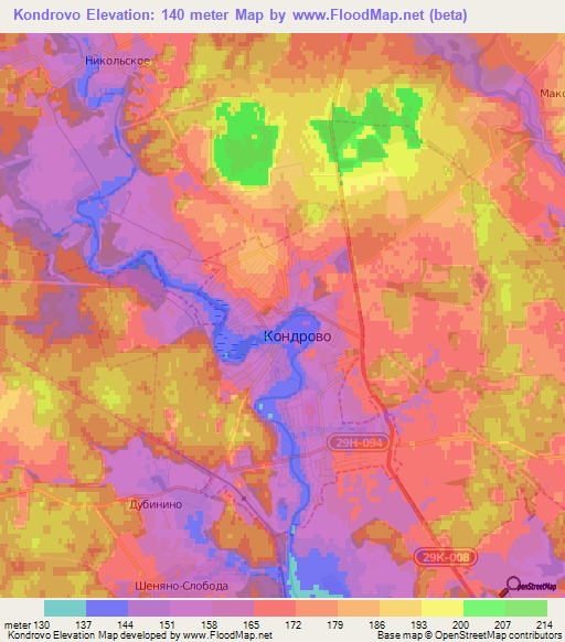 Kondrovo,Russia Elevation Map