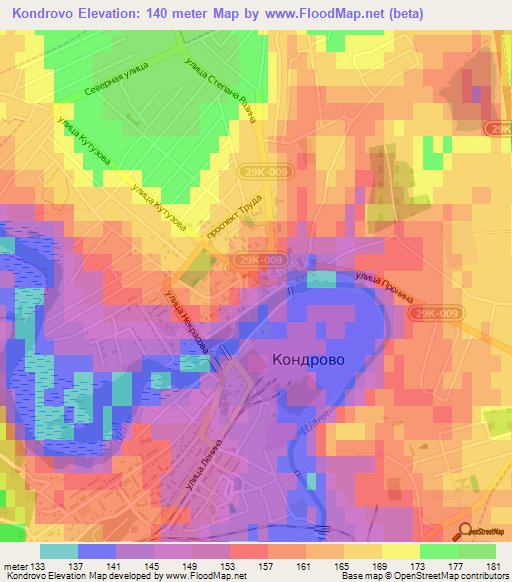 Kondrovo,Russia Elevation Map