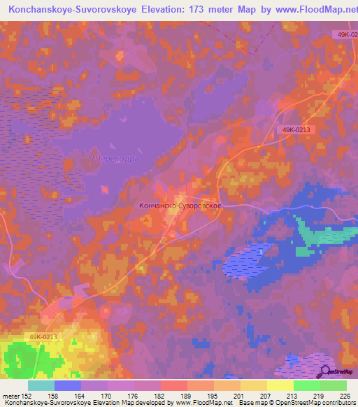 Konchanskoye-Suvorovskoye,Russia Elevation Map