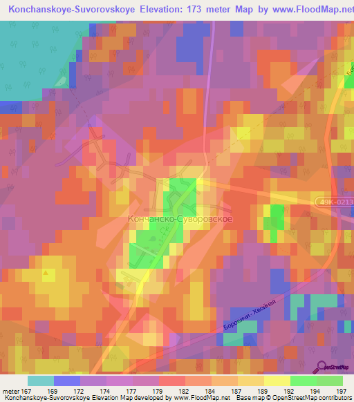 Konchanskoye-Suvorovskoye,Russia Elevation Map