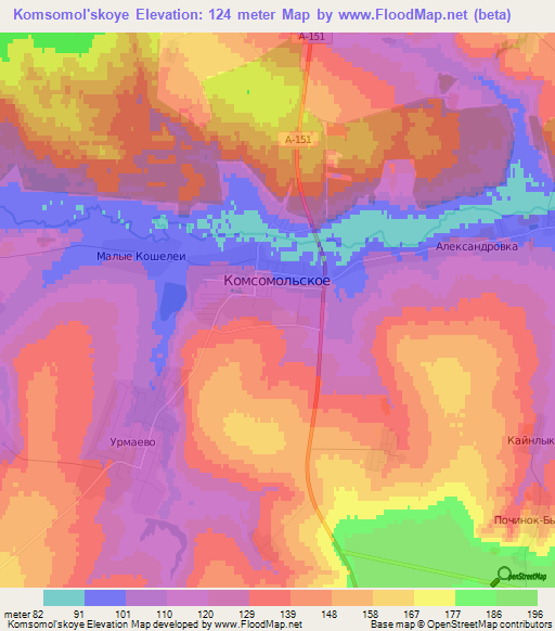 Komsomol'skoye,Russia Elevation Map