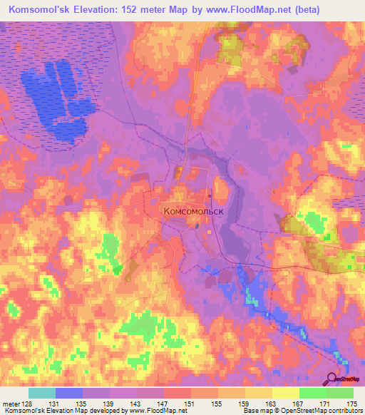 Komsomol'sk,Russia Elevation Map