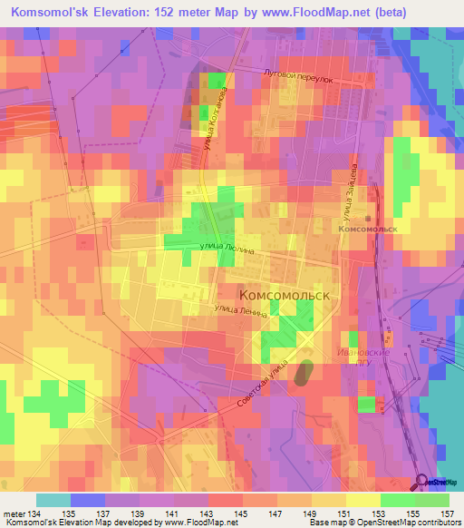 Komsomol'sk,Russia Elevation Map