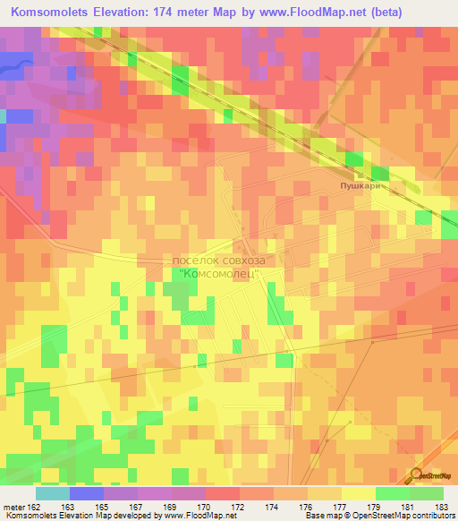 Komsomolets,Russia Elevation Map