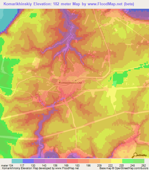 Komarikhinskiy,Russia Elevation Map