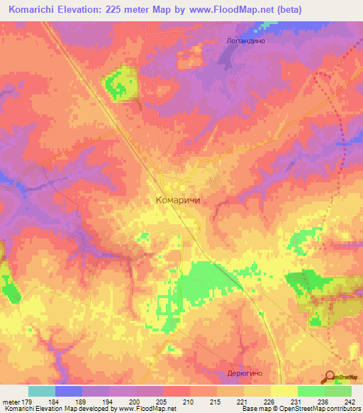 Komarichi,Russia Elevation Map