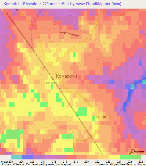 Komarichi,Russia Elevation Map