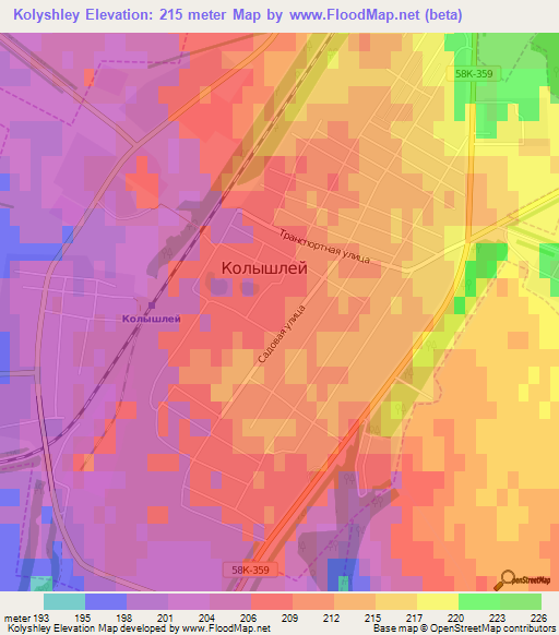 Kolyshley,Russia Elevation Map