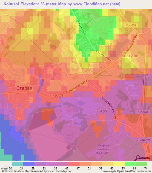 Koltushi,Russia Elevation Map