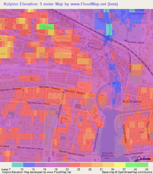 Kolpino,Russia Elevation Map