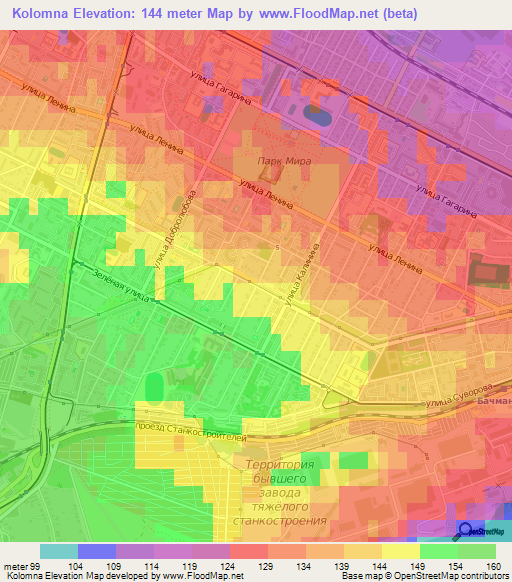 Kolomna,Russia Elevation Map