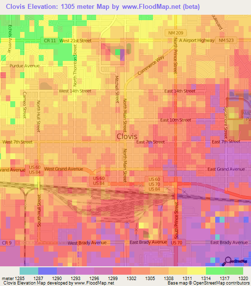 Clovis,US Elevation Map