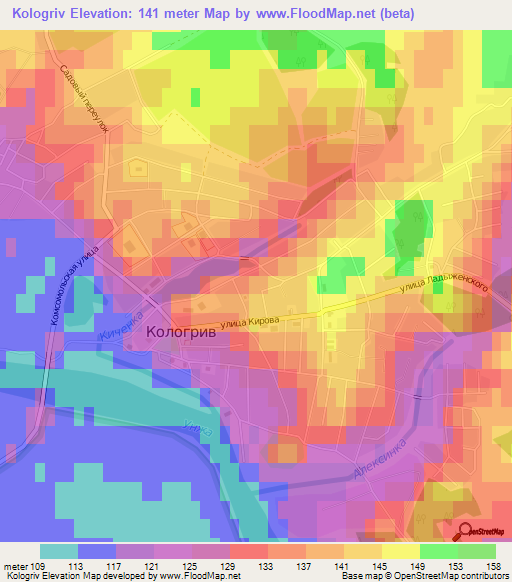 Kologriv,Russia Elevation Map