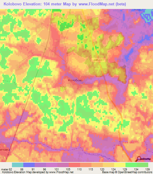 Kolobovo,Russia Elevation Map